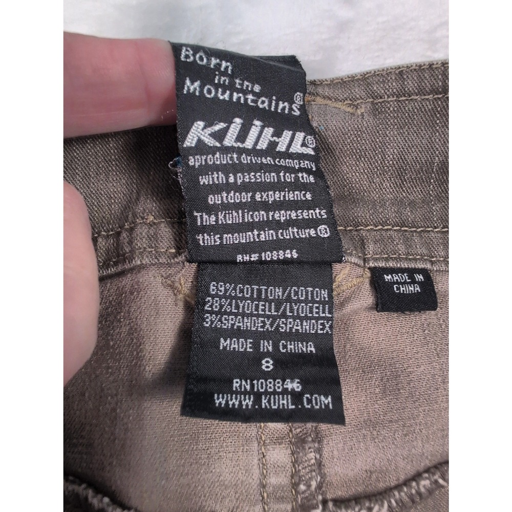 Kuhl‎ Adventure Olive Green Denim Skirt Stretch Outdoors Casual Size 8 Hiking - Picture 11 of 12